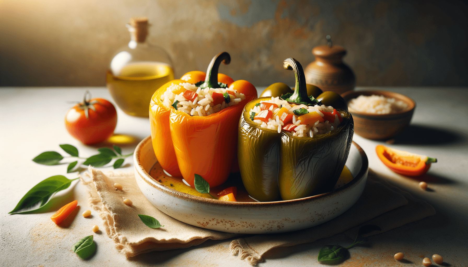 Ardei umpluți de post cu orez și legume