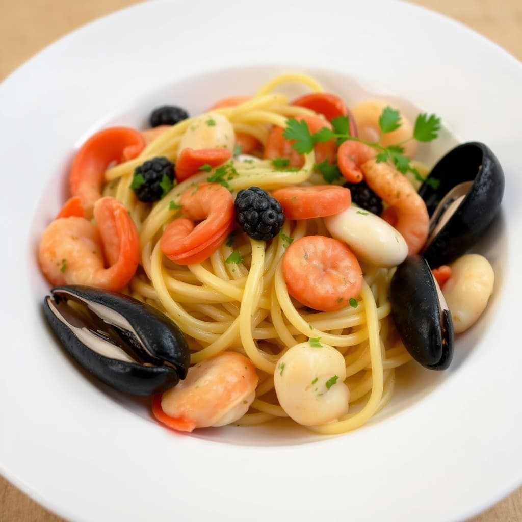 Paste Delicioase cu Mix de Fructe de Mare și Smântână