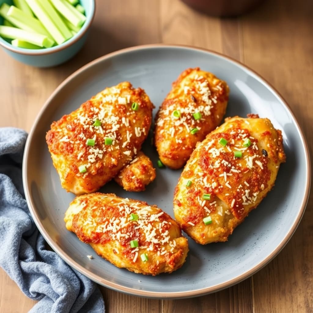 Pui Crocant la Air Fryer cu Parmezan și Usturoi